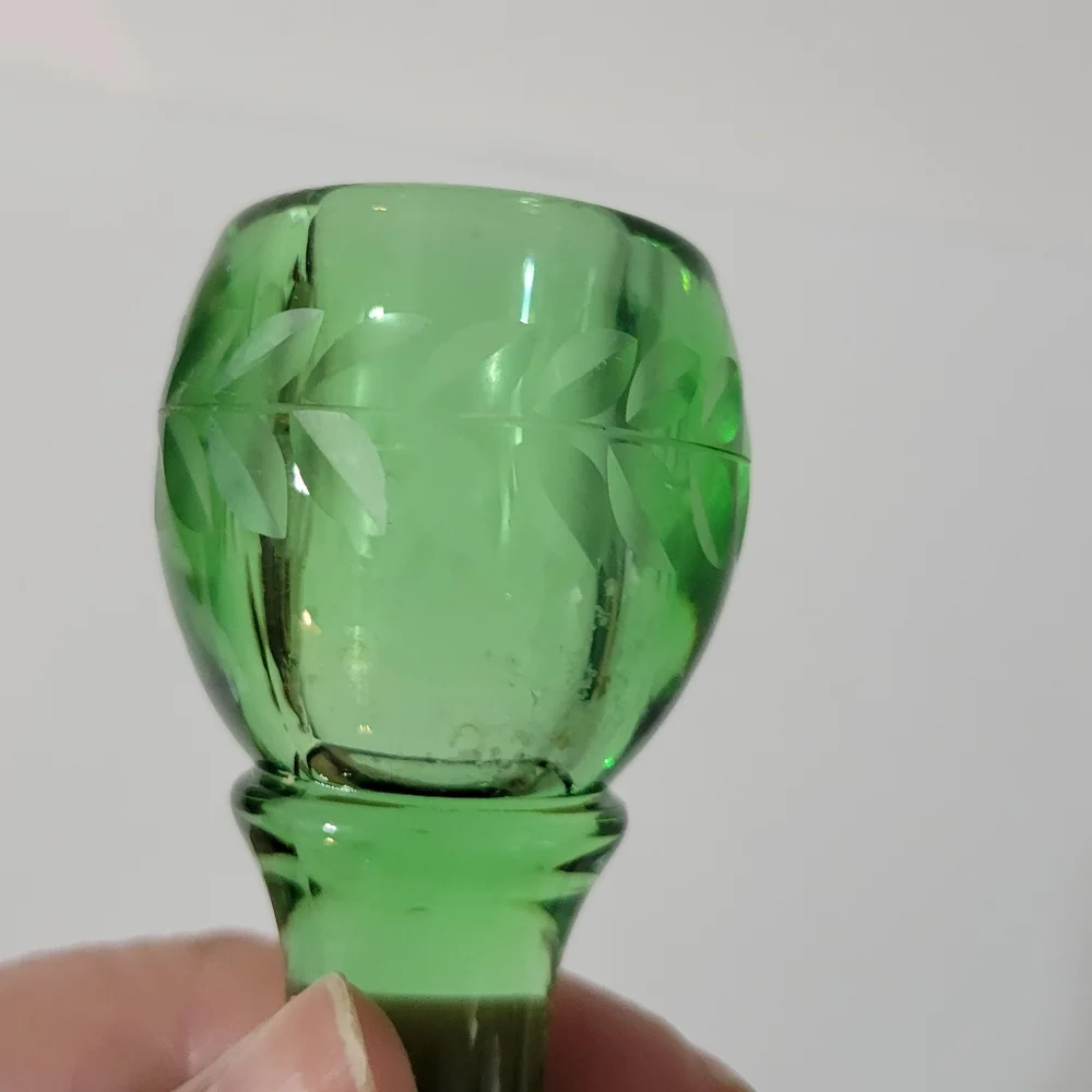 Vintage Fostoria Uranium Glass Candlestick Glowy Glass